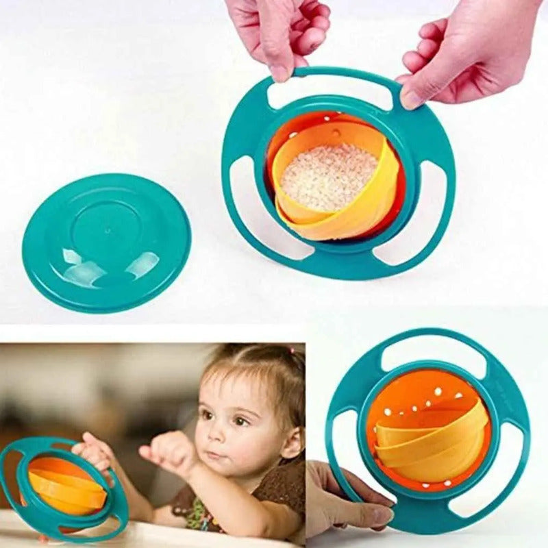 Plato 360 Antiderrame Ovalado Para Bebé Azul/salmón