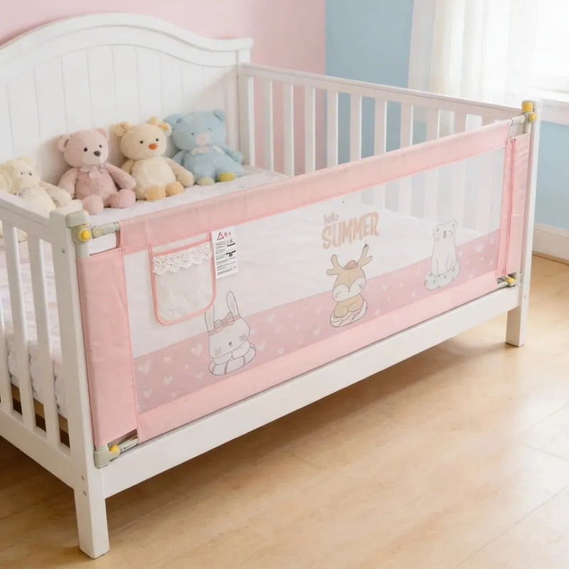Barandilla Protector De Cama Bebe Infantil  Seguridad 2/1.9 Coral Claro Animales