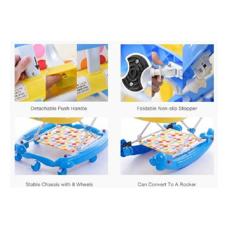 Caminador De Bebe Mecedor 4 En 1 Plegable Oso