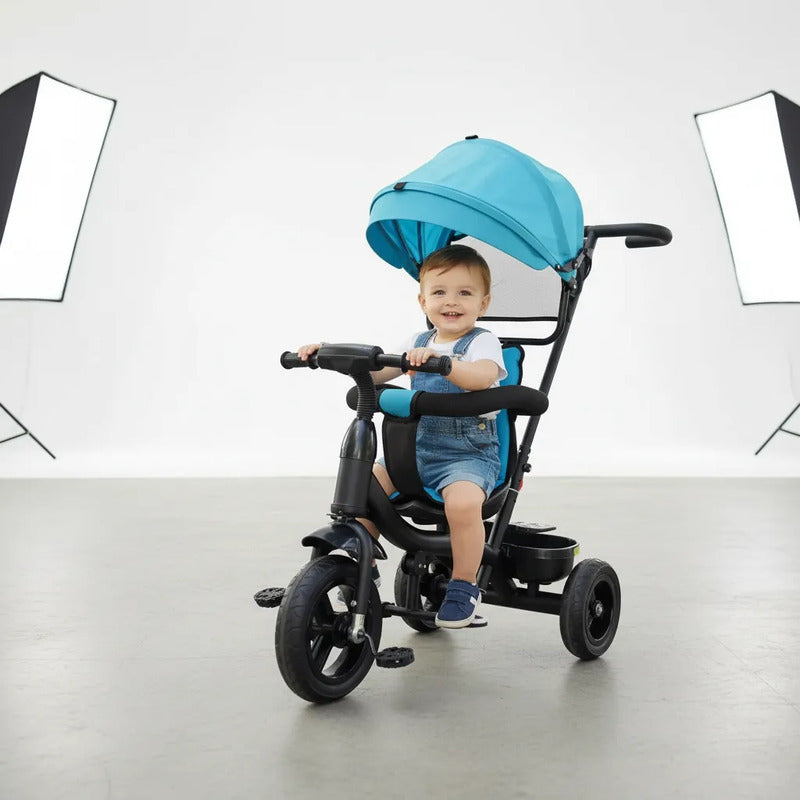 Triciclo Paseador Con Guía Bebe Infantil  Paseador 6041 Azul