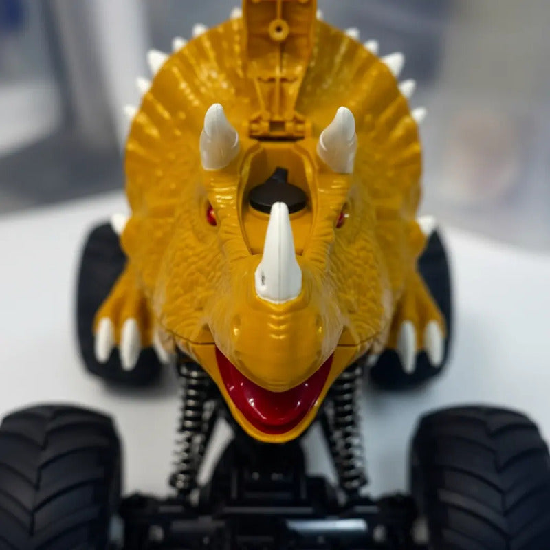 Carro Rino Control Remoto Humo Luces Música Mx-70 Color Naranja Personaje Dinosaurio