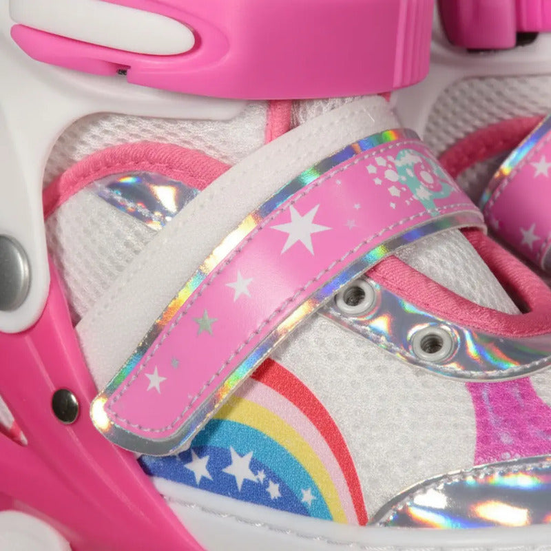 Patines Ajustable Con Luz Y Diseño De Arcoíris Niños Pt-03