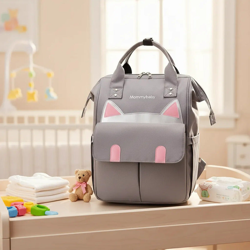 Bolso Pañalera Multifuncional Bebe Mochila Gatico Ref 1403