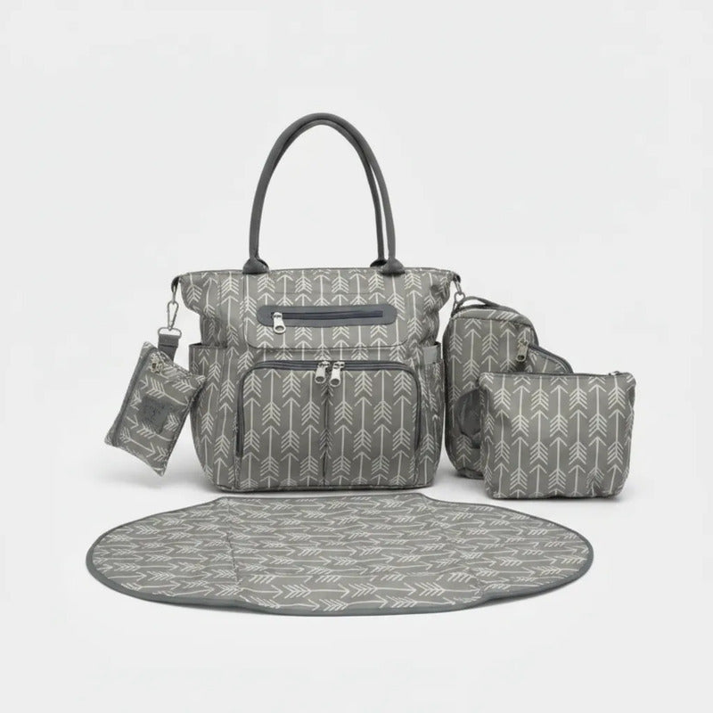 Mochila Pañalera Impermeable Para Bebé Gris 004-gr Gris Claro Nube
