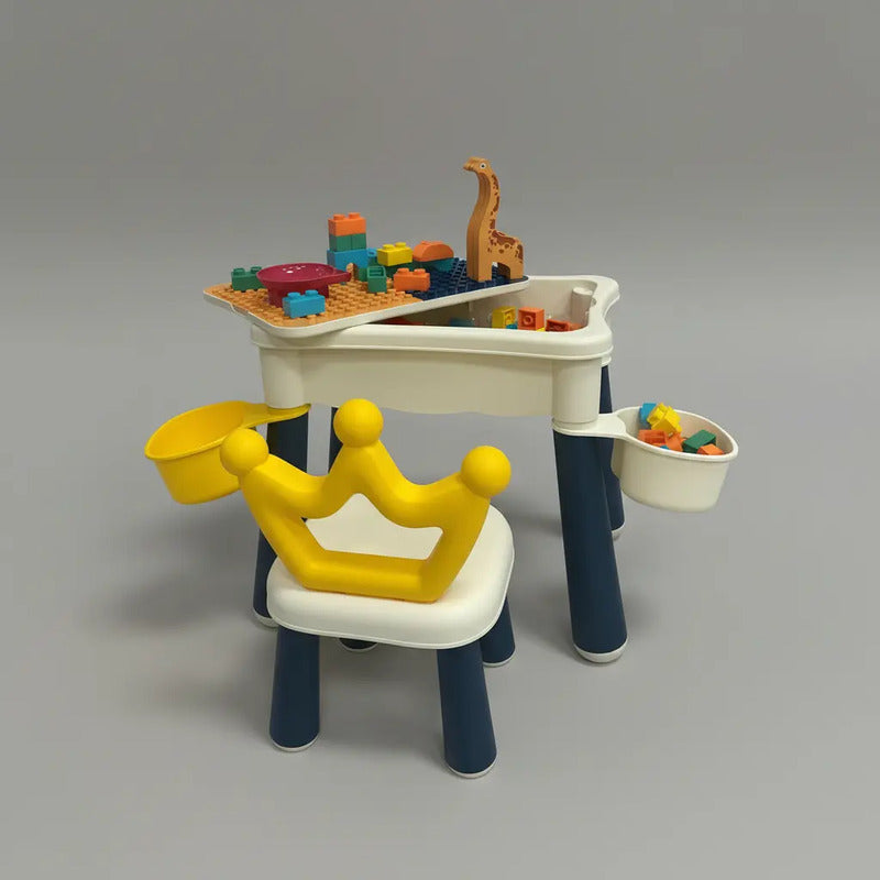 Mesa Didáctica De Bloques Para Armar+silla Infantil Rt1257-1 Color Azul