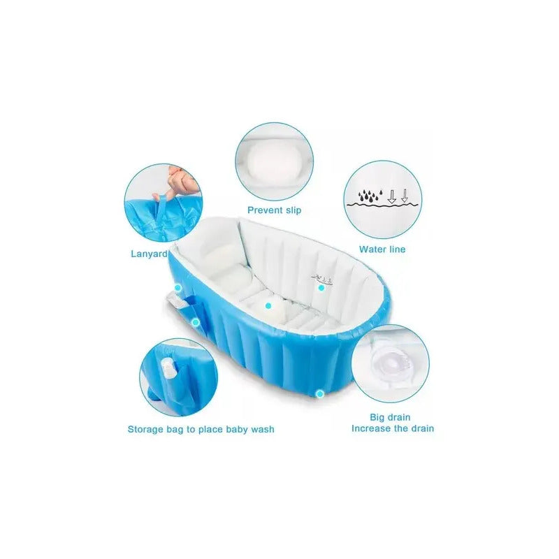 Piscina Bañera Tina Inflable Para Bebes 88x58x28cm