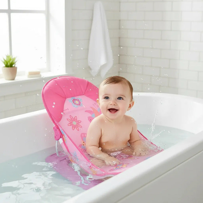 Silla Asiento Soporte Bañera Para Bebe Descanso Malla 66577 Rosa