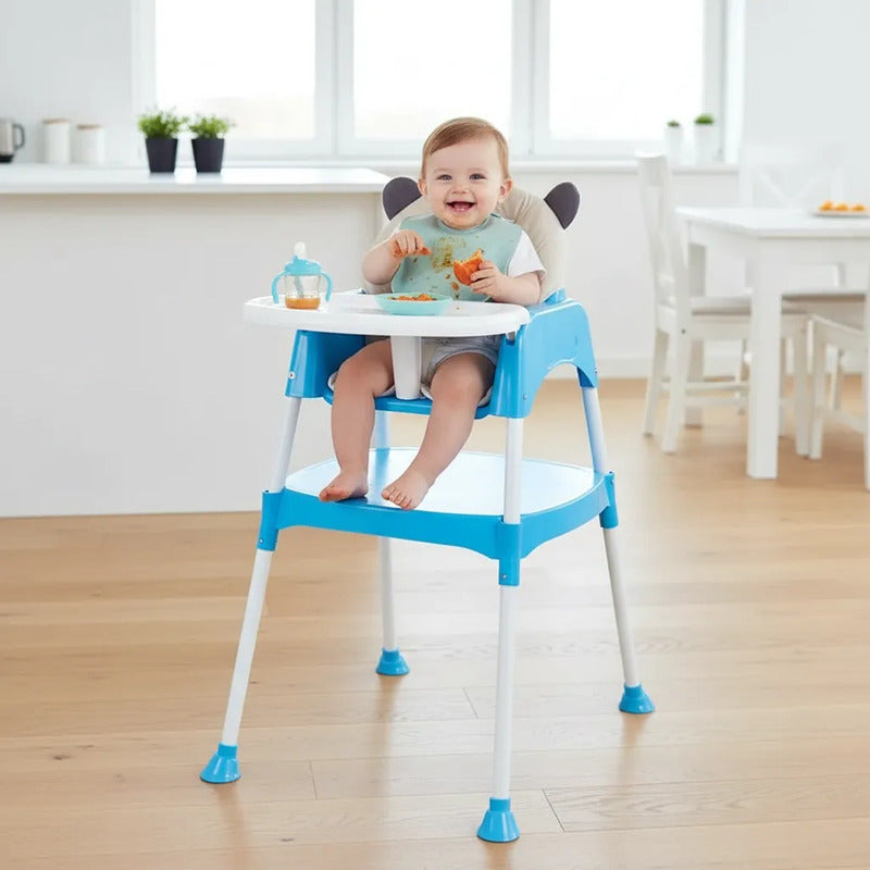 Silla Comedor Y Escritorio Para Bebe + Cojin Acolchado Oso