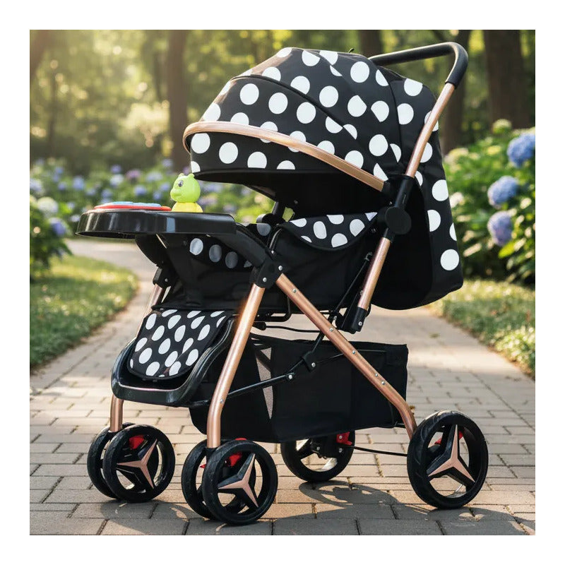 Coche Con Capota Expandible Reversible Pd-602-1 Negro Dorado