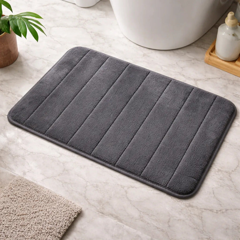 Alfombrilla De Baño Viscoelástica Con Diseño De Rayas 35197 Gris Raya