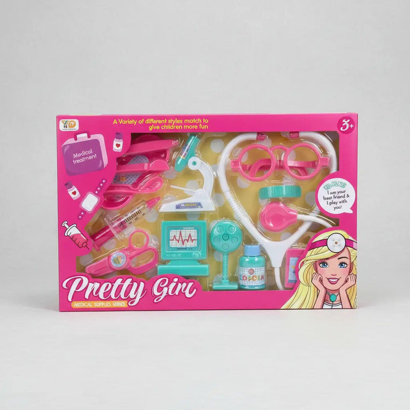 Set Doctora Estetoscopio Utensilio Juguete Niña X1250-1 Rosa
