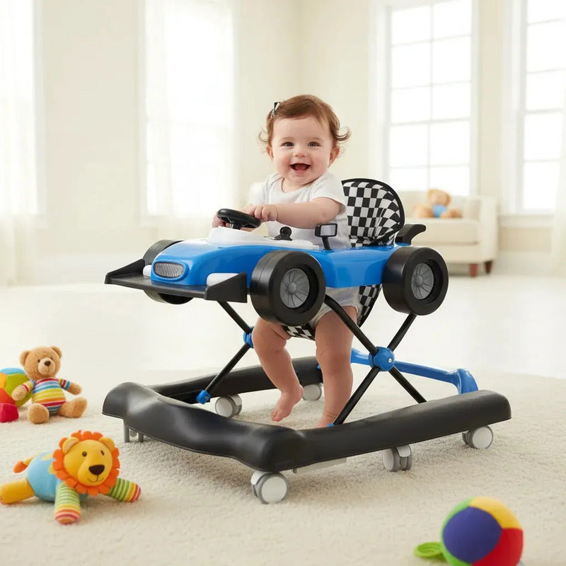 Caminador Con Guia Bebes Tapete F1 Azul