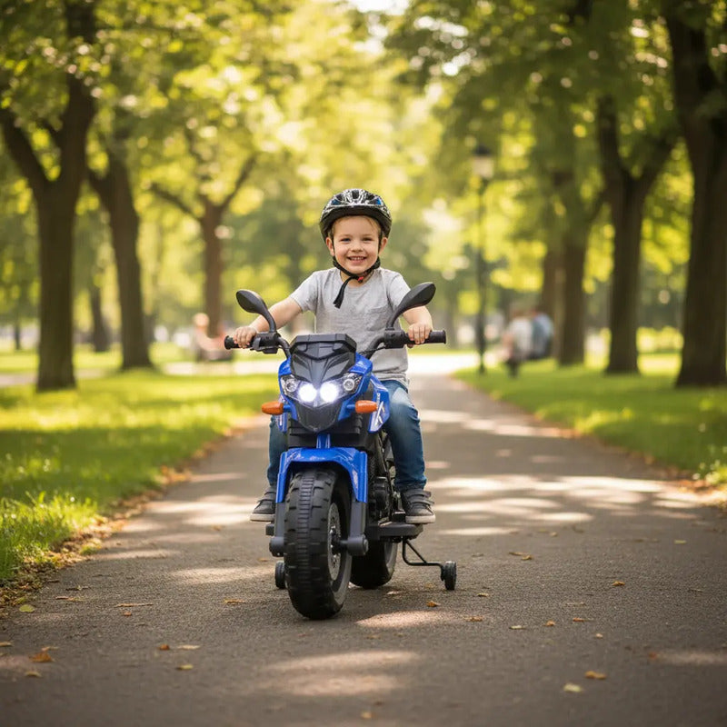 Moto Electrica Cross Llantas Auxliares, 2 A 6 Años,sonidos