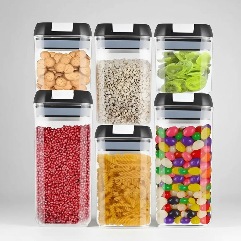 Recipientes Hermeticos Organizadores De Cocina Color Negro Transparente