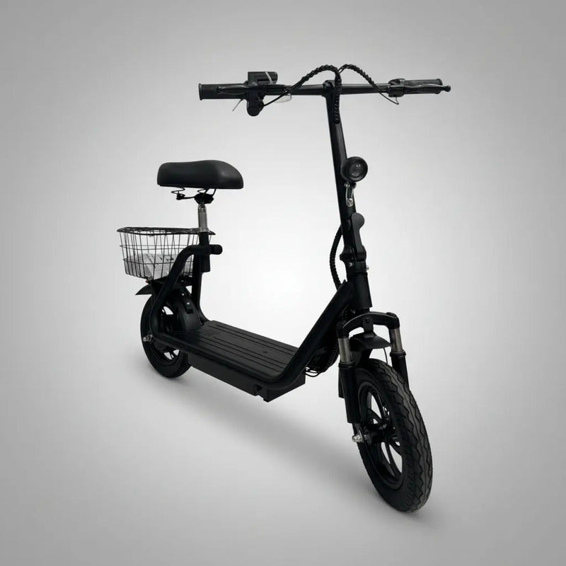 Monopatin Electrico Con Canasto Y Asiento 25 Km/h 350w Sg05 Negro