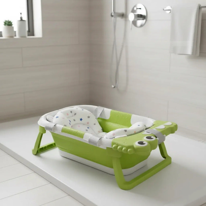 Bañera Plegable Portátil Con Termómetro Y Cojin Malla 6869