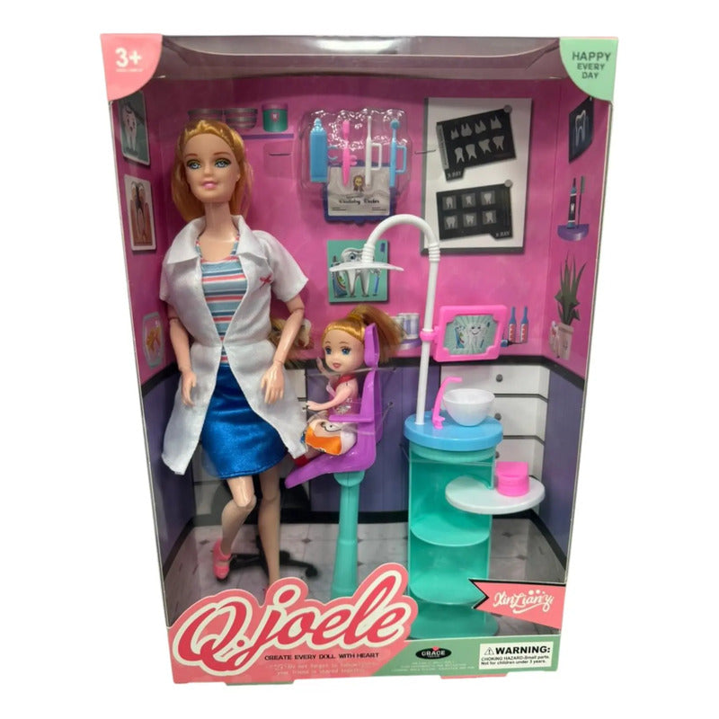 Muñeca Odontóloga Con Accesorios Y Bebe Paciente K153-1