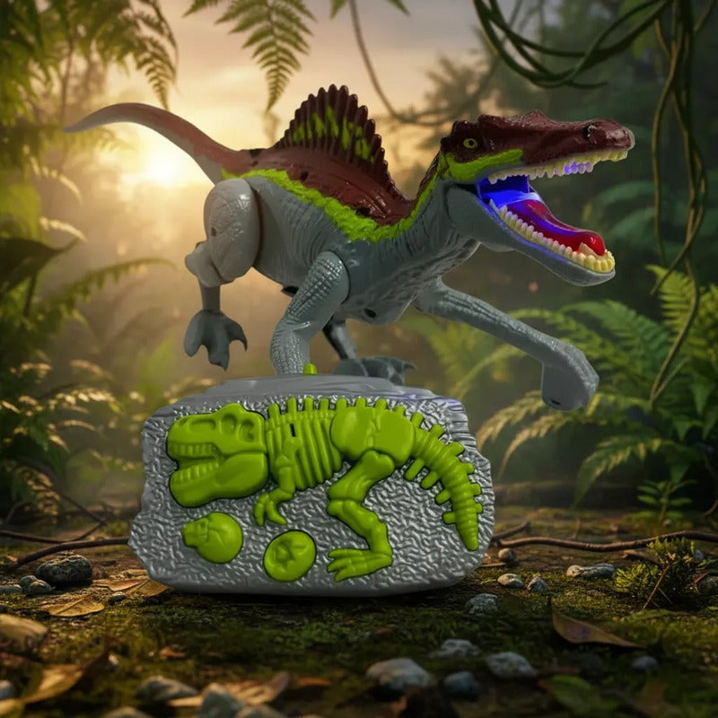 Dinosaurio Con Sonido Luz Control Recargable Gris N-6545-gr Marrón