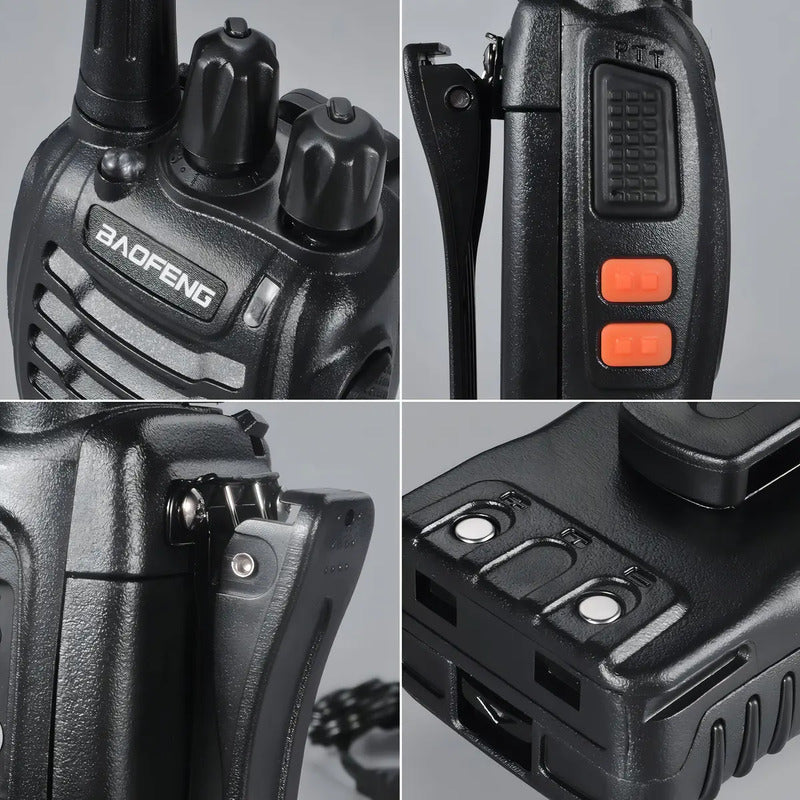 2 Pack Radios Walkie Talkie Bf-888s Recargable,con Manos Libres Color Negro Baofeng Uhf