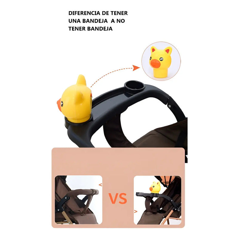 Coche Para Bebe Con Capota Expandible Fino Reversible 701-4 Marrón Dorado