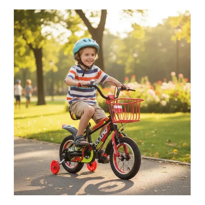 Bicicleta Infantil Con Canasta Y Pito Rin 12 Rojo Bc01-rj Rojo