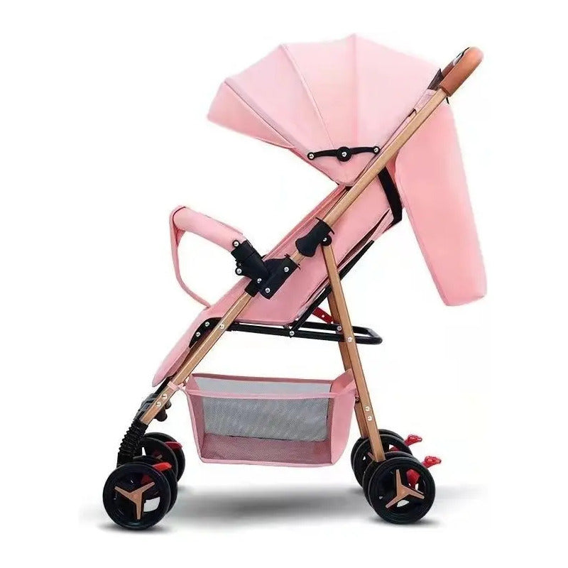 Coche Para Bebe Con Capota Expandible Fino Reversible 701-3 Color Rosa Chasis Ocre