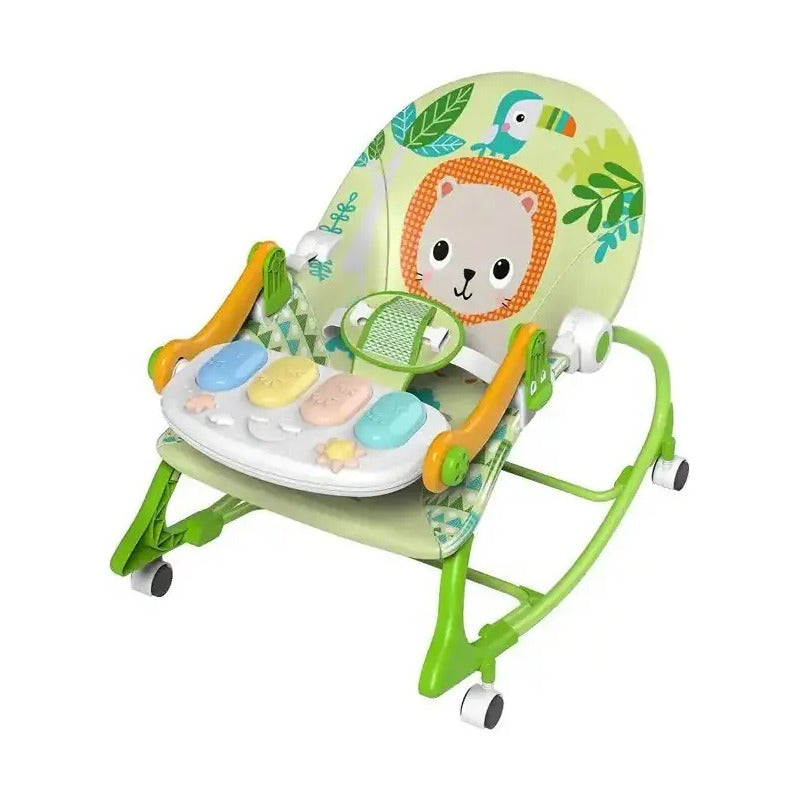 Silla Mecedora Musical Con Ruedas, Piano Musicales 7193 Color Verde Lisa