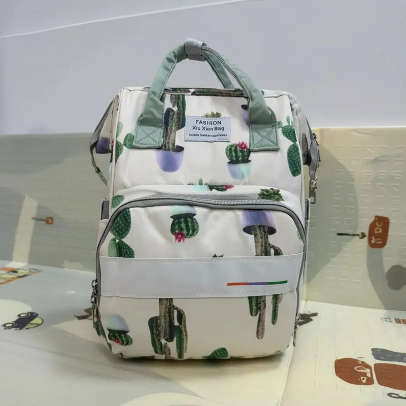 Bolso Pañalera Morral Moderno De Bebe Estampados 11519-8 Beige Captus