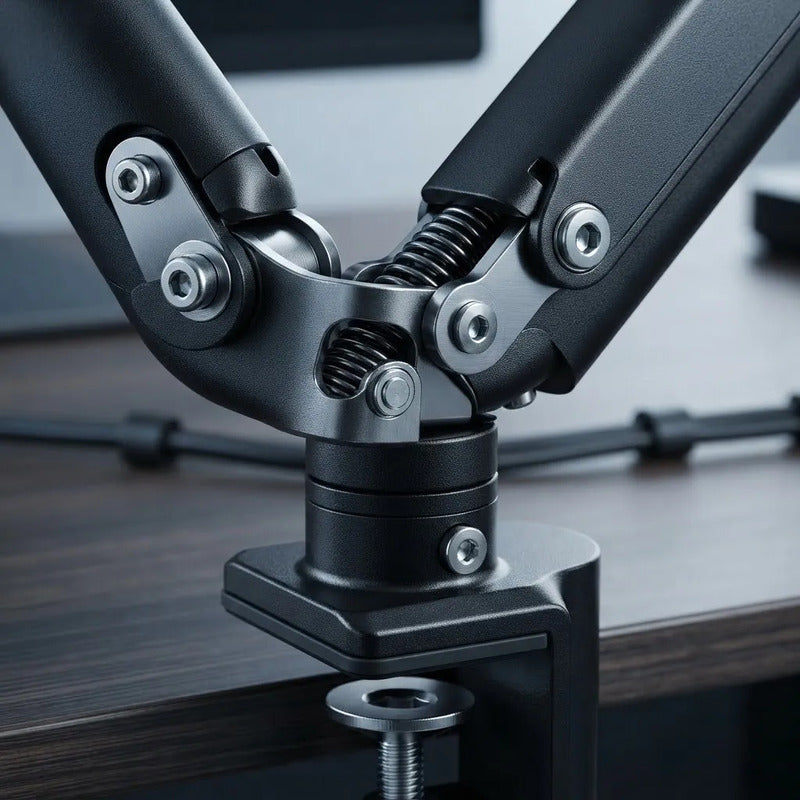 Soporte Doble Para Monitor De Pc Con Brazos Giratorios Negro