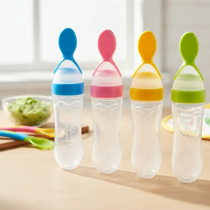 Tetero Cuchara De Alimentos Para Bebés - Fácil Uso Y Seguro Amarillo
