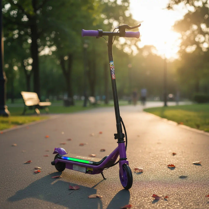 Patineta Scooter Eléctrico Con Luces Kidshop Pt08 Color Morado