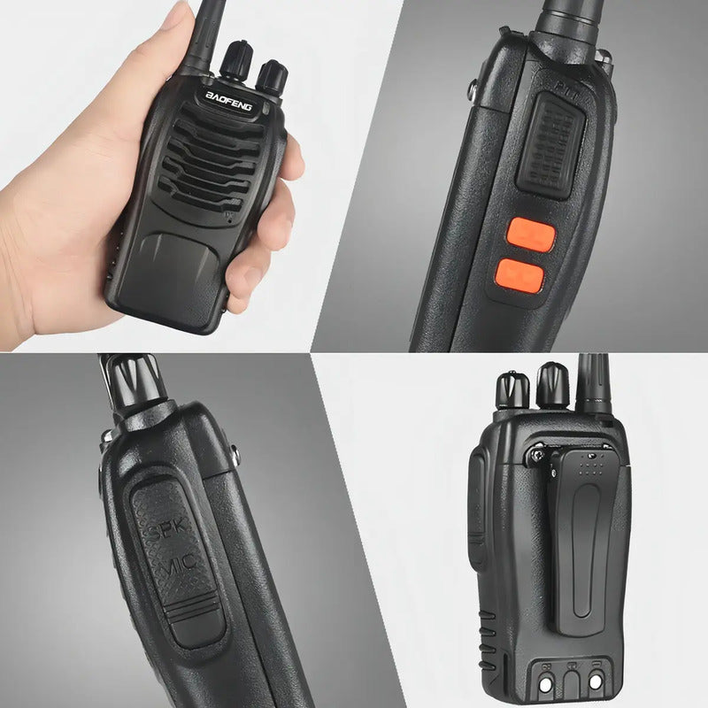 2 Pack Radios Walkie Talkie Bf-888s Recargable,con Manos Libres Color Negro Baofeng Uhf