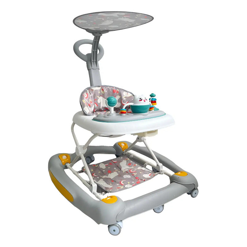 Caminador Mecedora Guia Musical Bebe Tapete Saltarin 834b Color Gris
