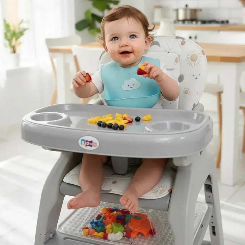 Silla Comedor Escritorio Multifuncional 3 En 1 Bebes O Niños Gris