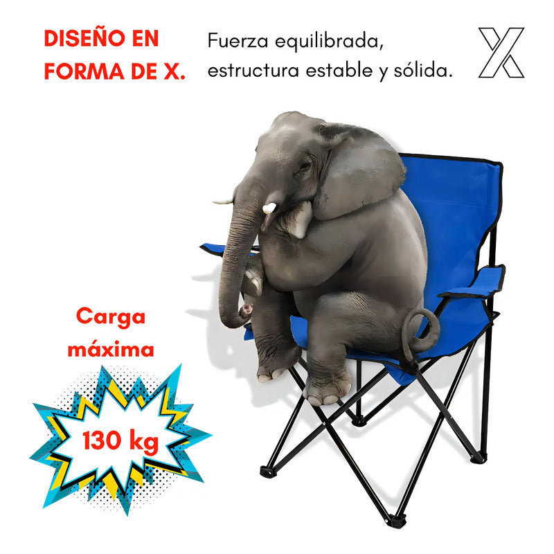Silla De Camping Plegable Con Portavaso Y Bolso De Transporte Azul