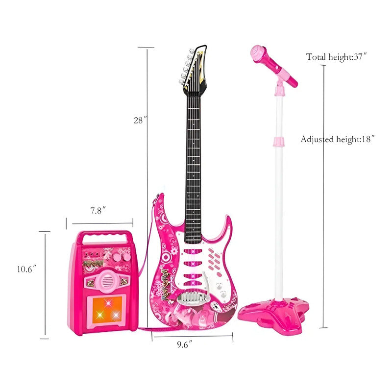 Juguete Guitarra Eléctrica Con Amplificador Micrófono Niñas