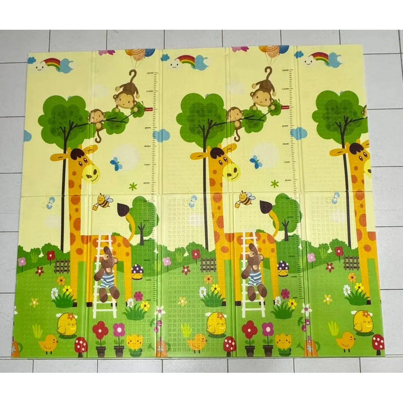 Tapete De Juego Plegable Gateo Bebé 200x180 Cm Doble Faz Mapache-mono
