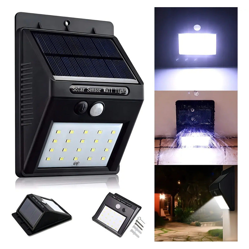 Lámpara Luz Led Exteriores Sensor Movimiento Panel Solar 20l