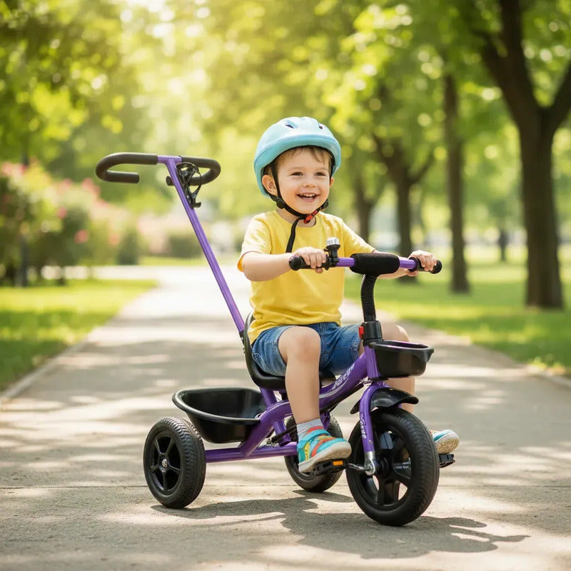Triciclo Paseador Con Guía Para Niños Niñas 6034 Violeta