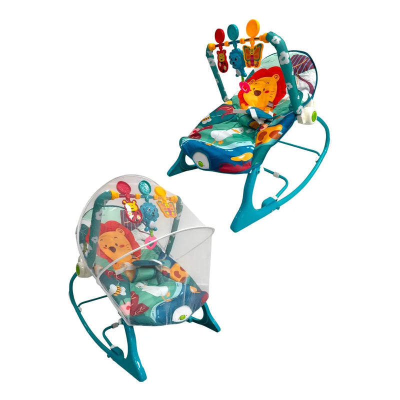 Silla Vibradora Musical Para Bebes Color Azul Oscuro León