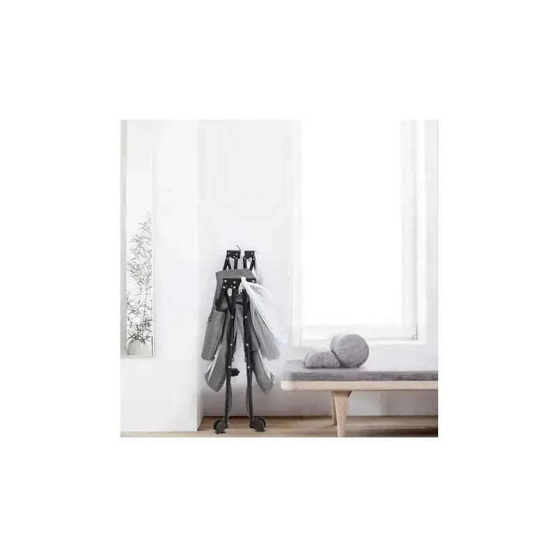 Corral Cuna Mecedora Portátil Kidshop Para Bebé Gris Con Colchón, Mosquitero Y Capota Lisa