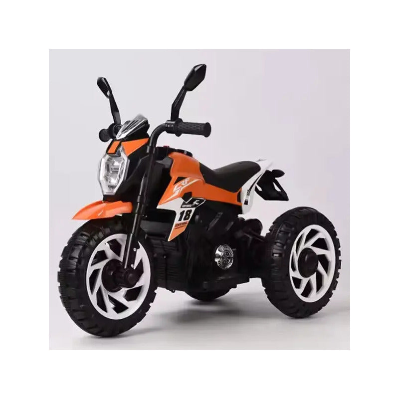 Moto Electrica Cross Llantas Auxliares 2 A 3 Años 6167-5 Color Naranja