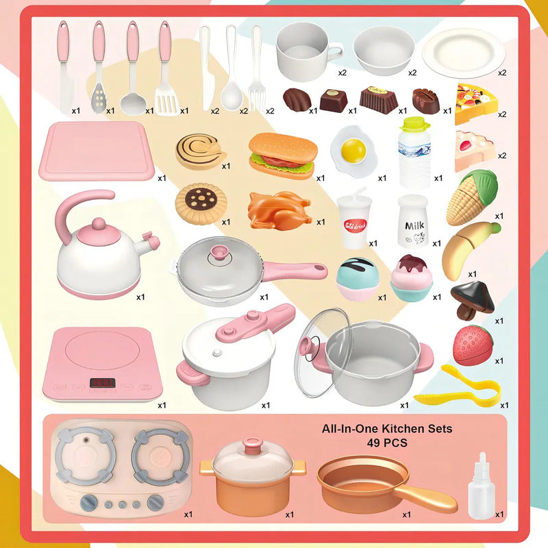 Cocina Infantil Grande Chef 97cm Agua Vapor Sonidos Color Rosa