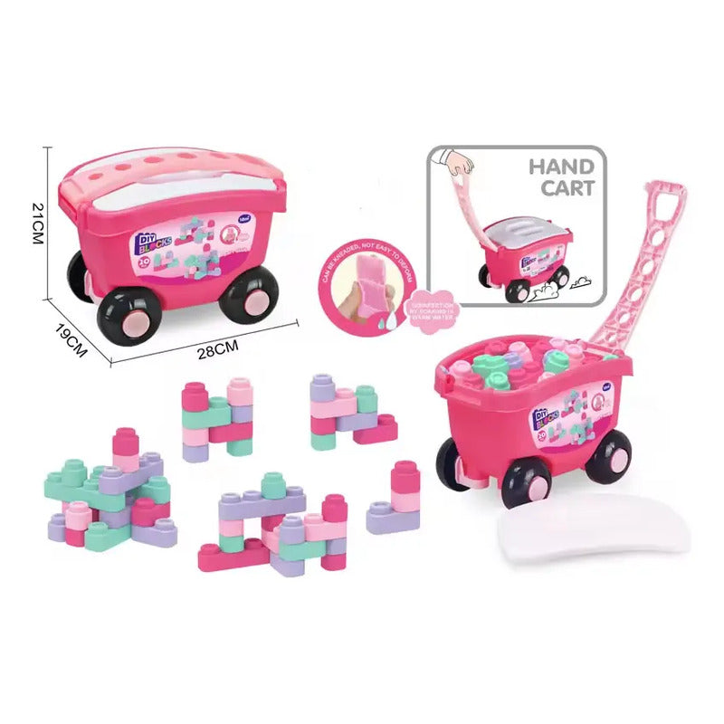 Armatodo Bloques Construcción 140 Piezas Con Carro Juguete 140 Carrito Rosado