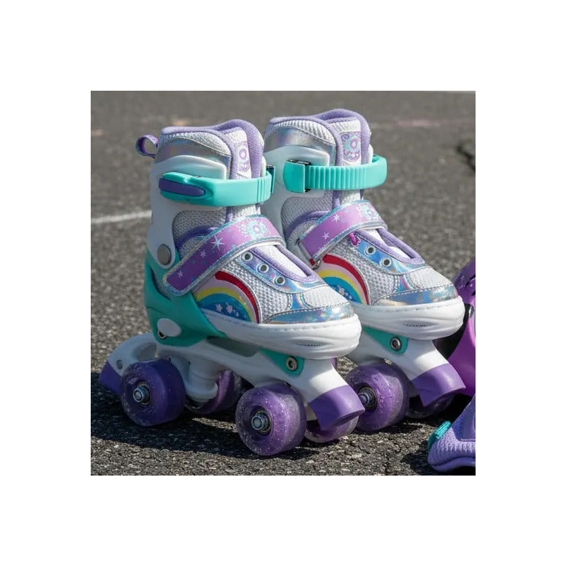 Patines Ajustable Con Luz Y Diseño De Arcoíris Niños Pt-03