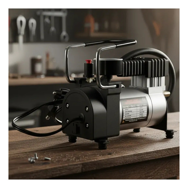 Mini Compresor De Aire Vehiculos, Ciclas, Inflador 12v Gris 12v