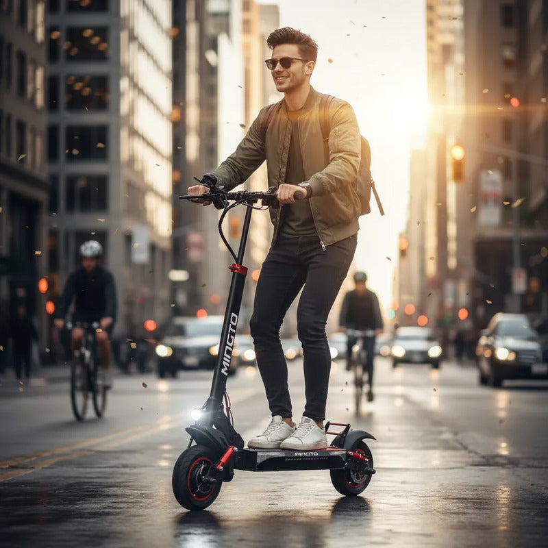 Patineta Scooter Eléctrica Doble Motor Negro-rojo S10 Negro
