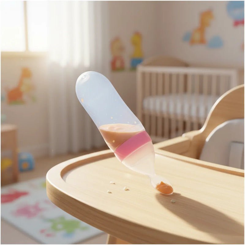 Tetero Cuchara De Alimentos Para Bebés - Fácil Uso Y Seguro Rosa