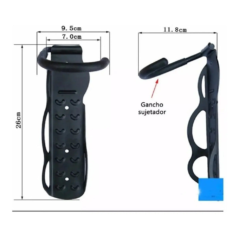 Soporte Pared Bicicleta Original Tornillos Chazos  Negro