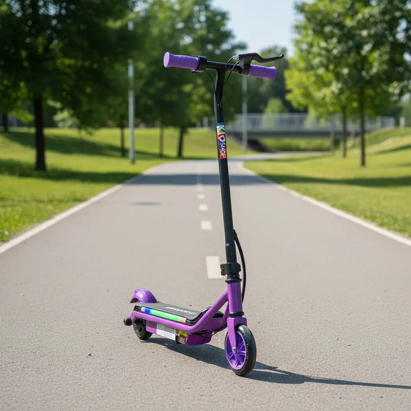 Patineta Scooter Eléctrico Con Luces Kidshop Pt08 Color Morado